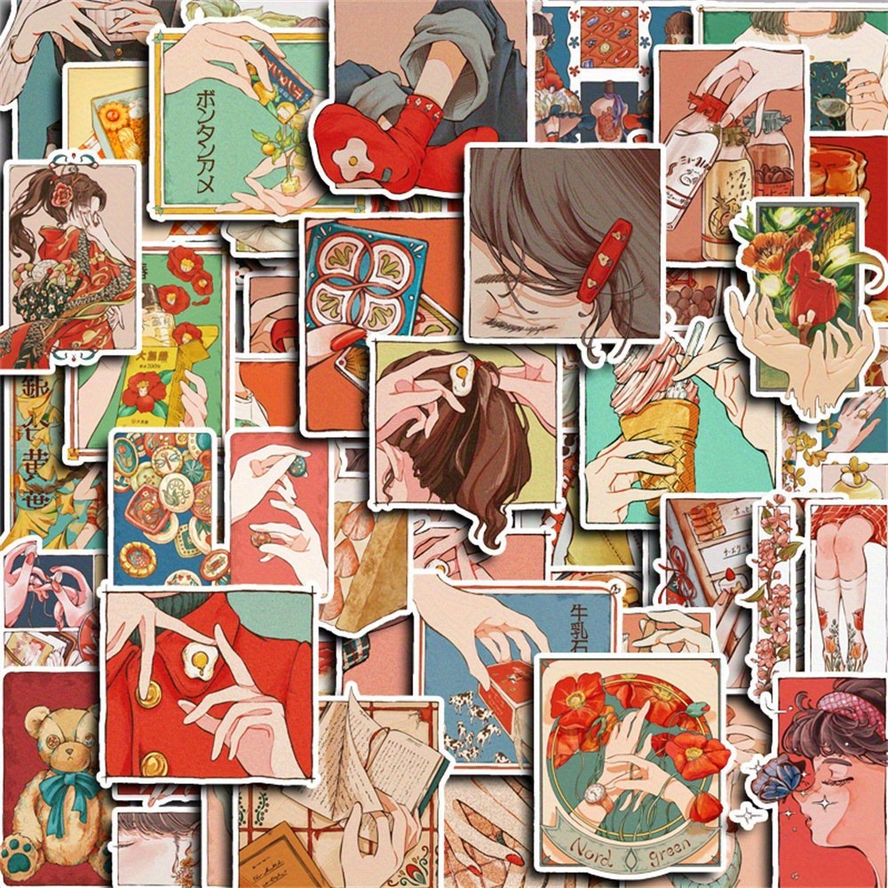 50 Buah Stiker Gaya Vintage Tr - Lifestyle Of Japanese ulasan dan harga